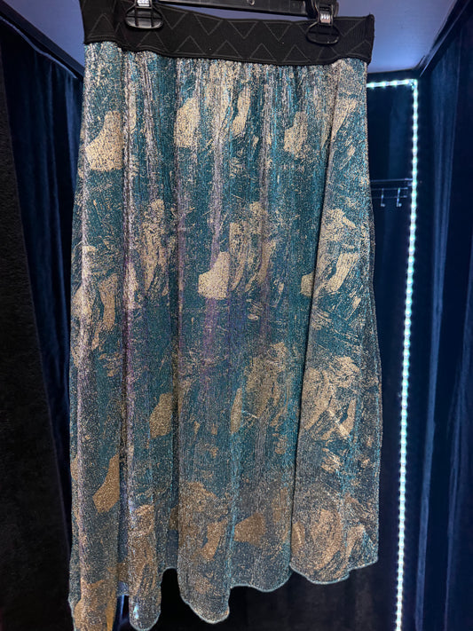 Lularoe Jill- Elegant Teal Shimmer Skirt- Small
