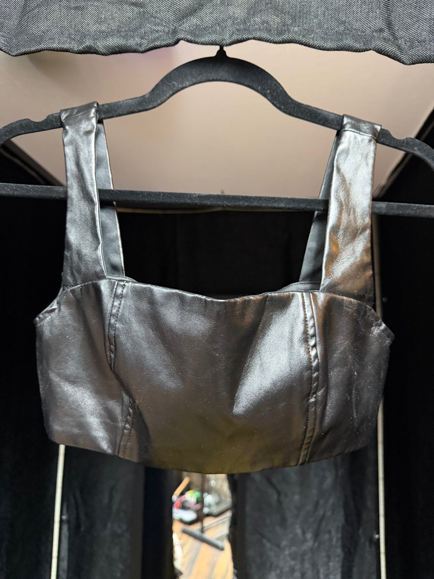 Edikted Faux Leather Crop Top- Med