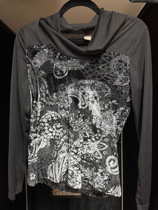 Suzie Couture Velvet Mesh Top- Size Small
