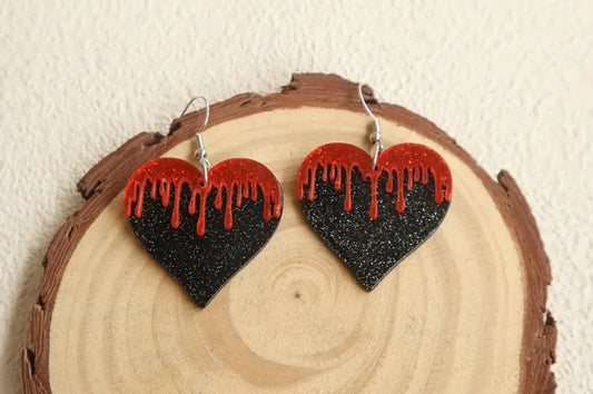 Bloody Heart Glitter Earrings