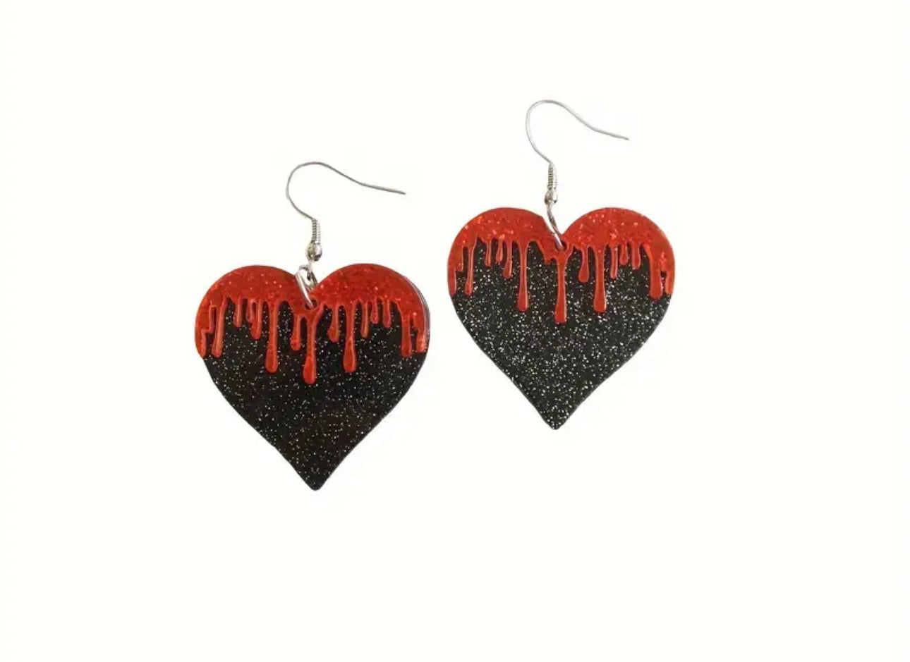 Bloody Heart Glitter Earrings