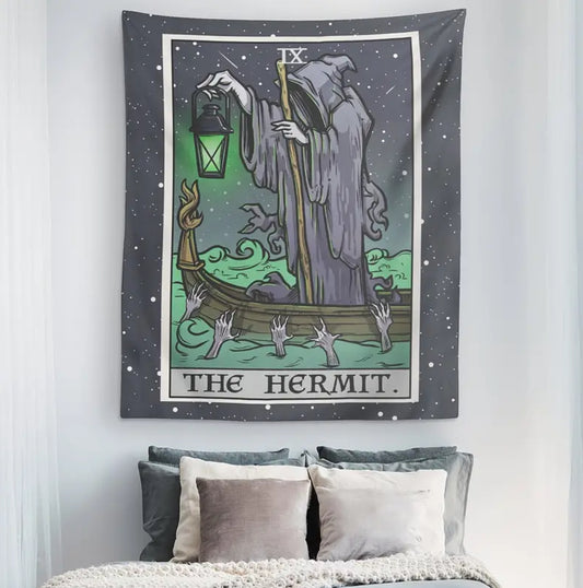 The Hermit  — Grim Reaper Tarot Card Tapestry — 29.5 x 39.4