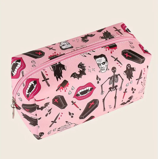 Pink Goth Roomy Makeup Bag