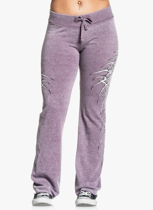 Affliction Clothing- Lilac Skeleton Burnout Lounge Pants- Large