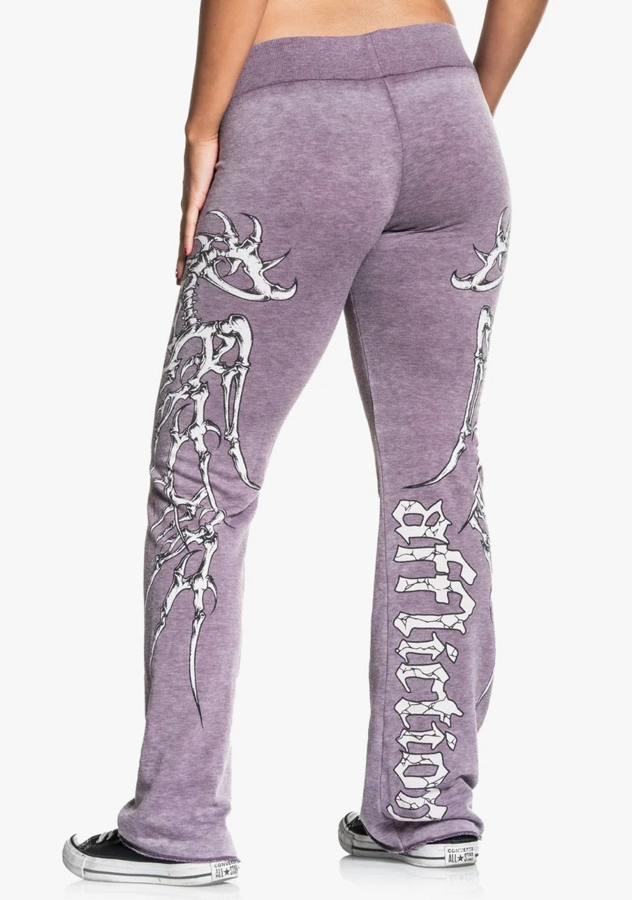 Affliction Clothing- Lilac Skeleton Burnout Lounge Pants- Large