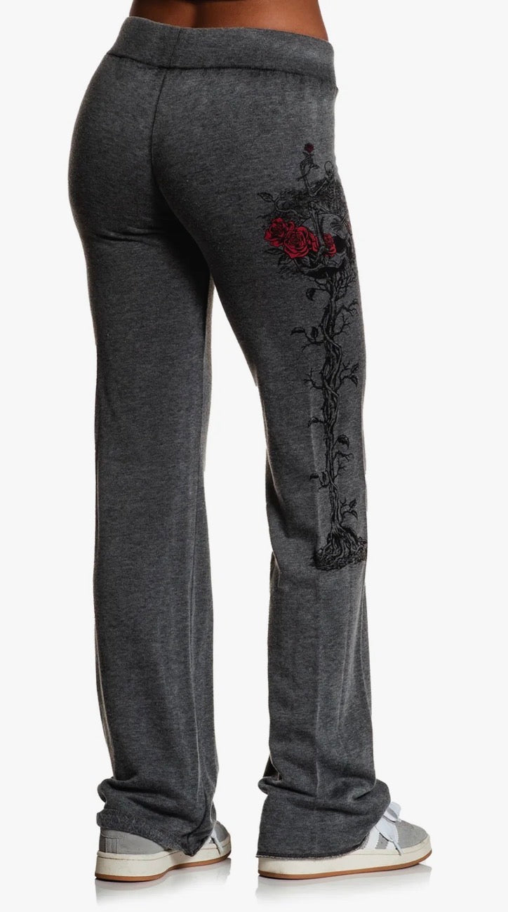 Affliction Clothing- Roses are Dead Grey Lounge Pants- Large