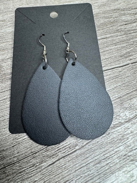 Solid Black Leatherette Earrings