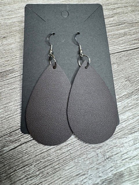 Solid Brown Leatherette Earrings