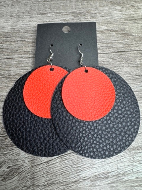 2-Layer Multicolor Round Leatherette Earrings