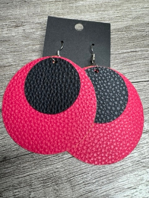 2-Layer Multicolor Round Leatherette Earrings