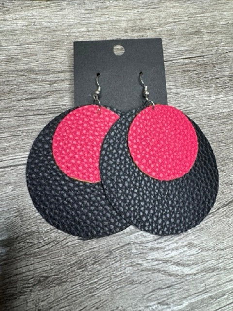 2-Layer Multicolor Round Leatherette Earrings