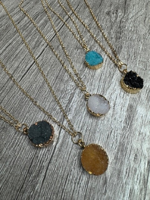 Gold Druzy Stone Necklaces