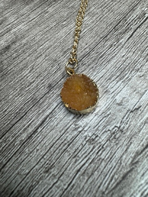 Gold Druzy Stone Necklaces