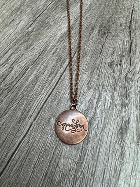 Copper Grandma Engraved Necklace
