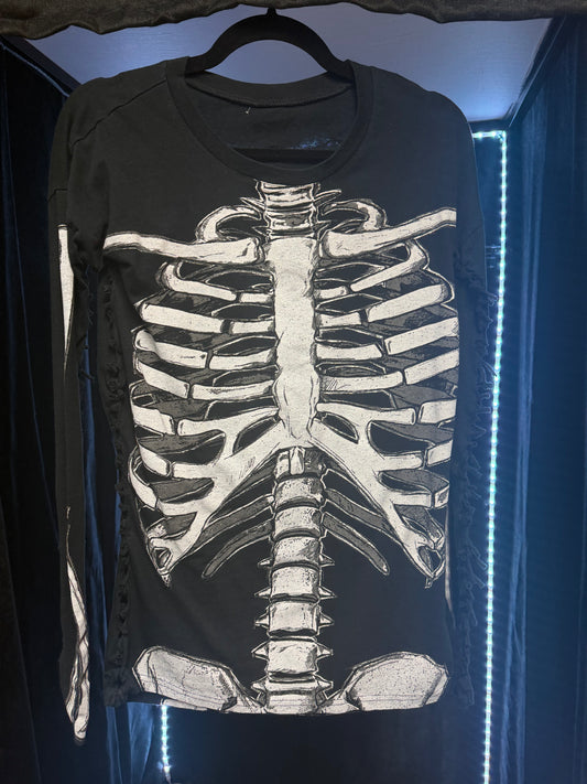 Ribcage Double sided Long Sleeve- Cut/Tie Look-XS/SM