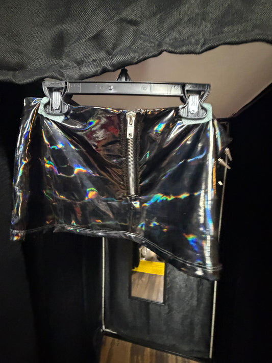 Black Holographic Spike Mini Skirt- Size Small