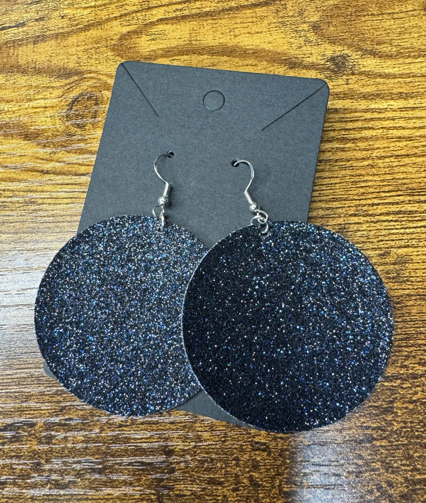 Circle Glitter Leatherette Earrings