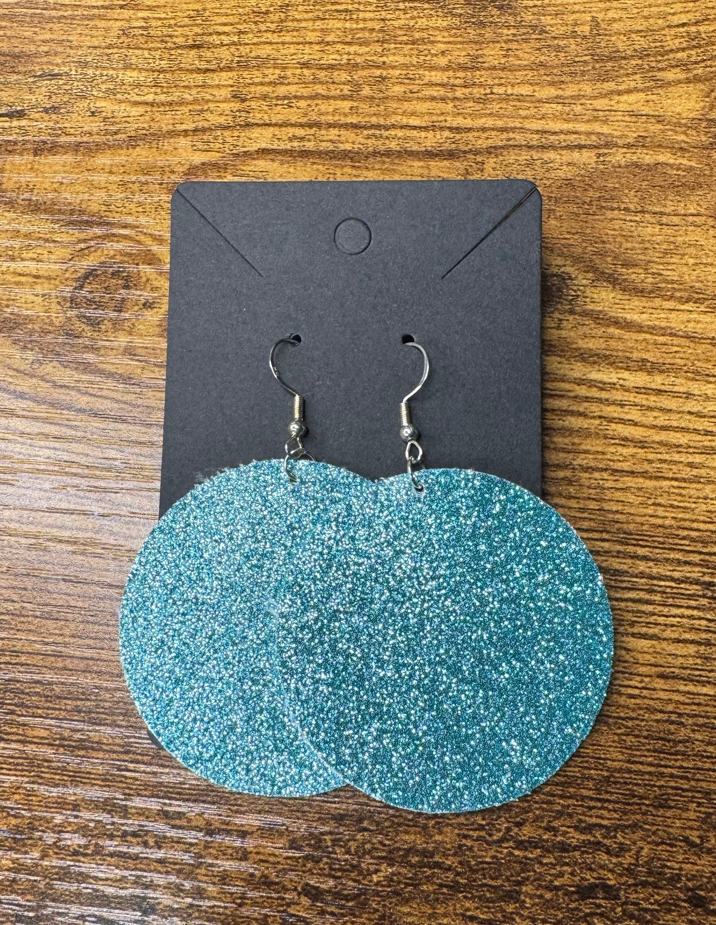 Circle Glitter Leatherette Earrings