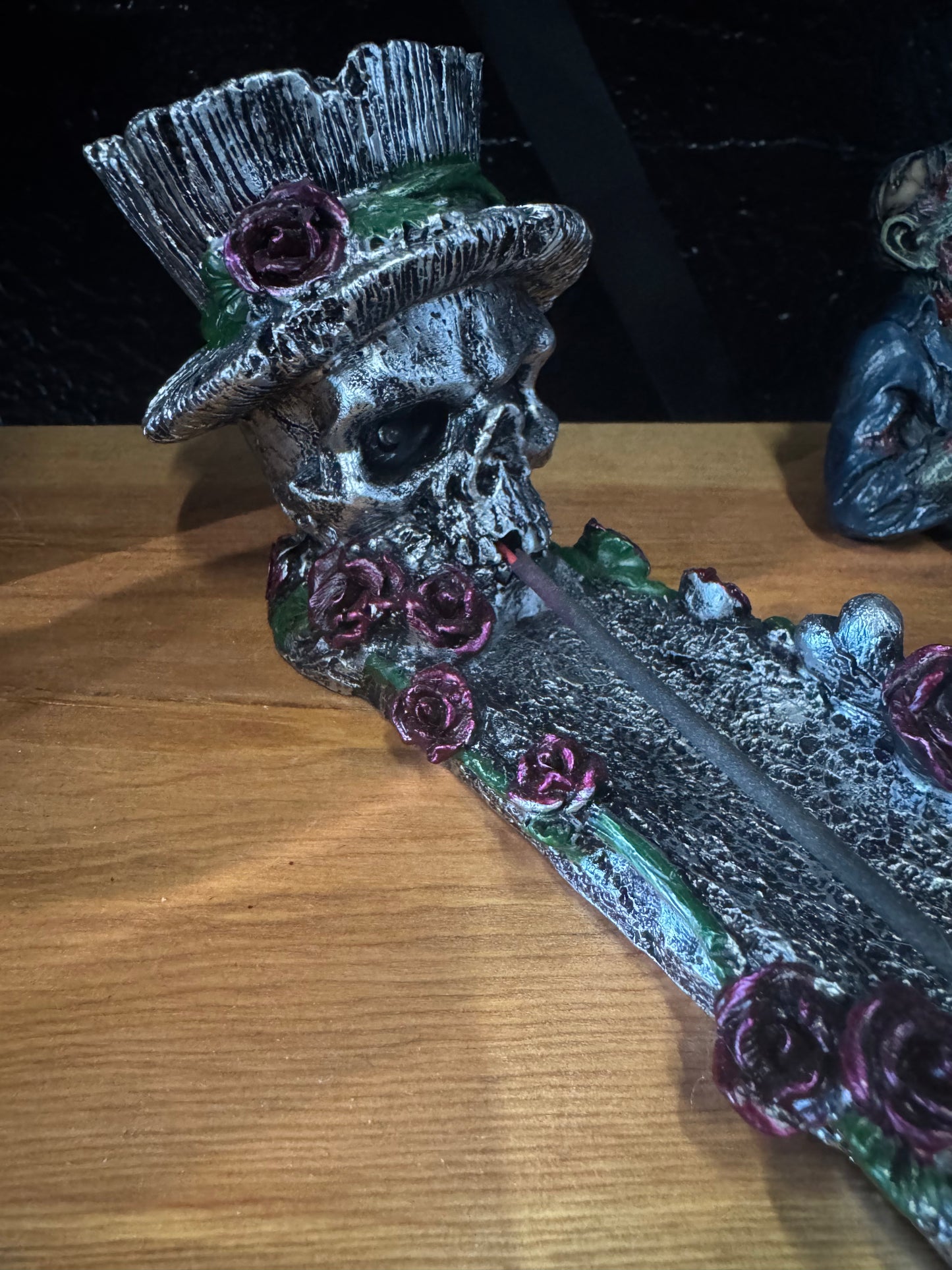 Skull with Roses Incense Burner
