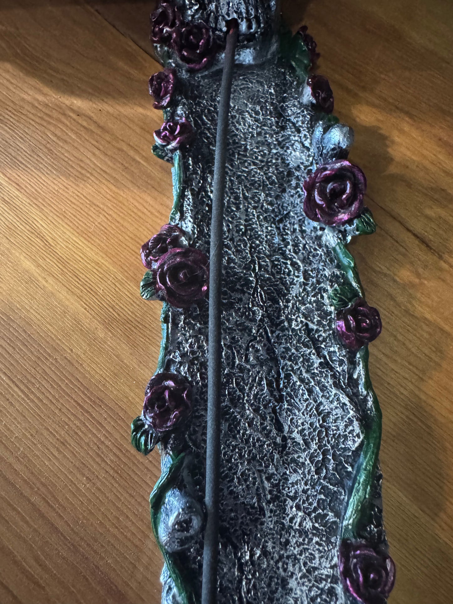 Skull with Roses Incense Burner