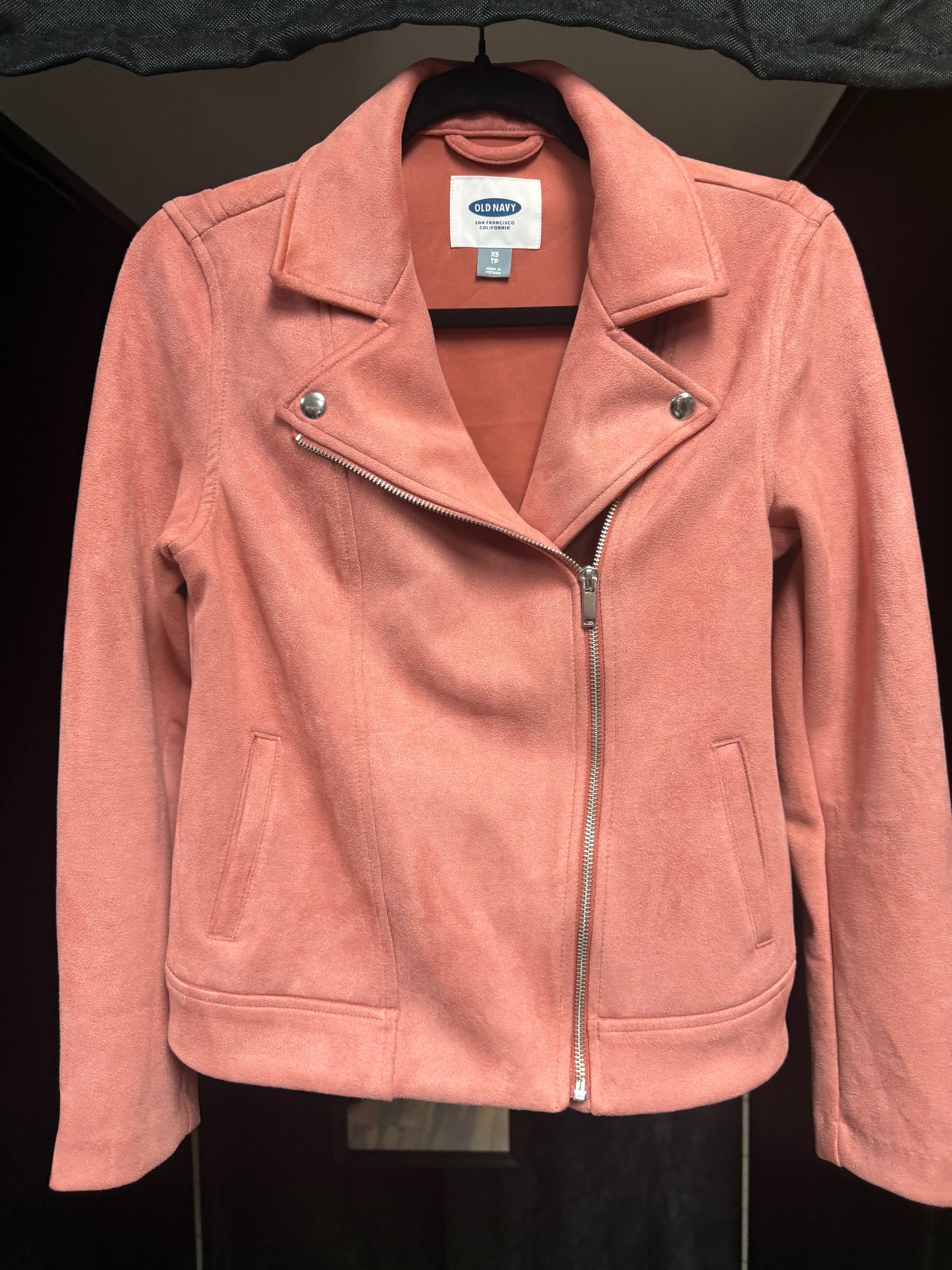Salmon Old Navy Faux Suede Punk Zip-up- Size XS