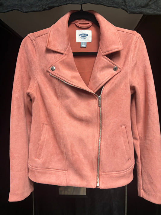 Salmon Old Navy Faux Suede Punk Zip-up- Size XS