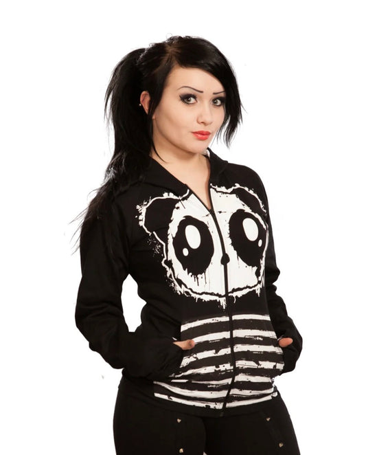 Killer Panda Raw Striped Zip Up Hoodie