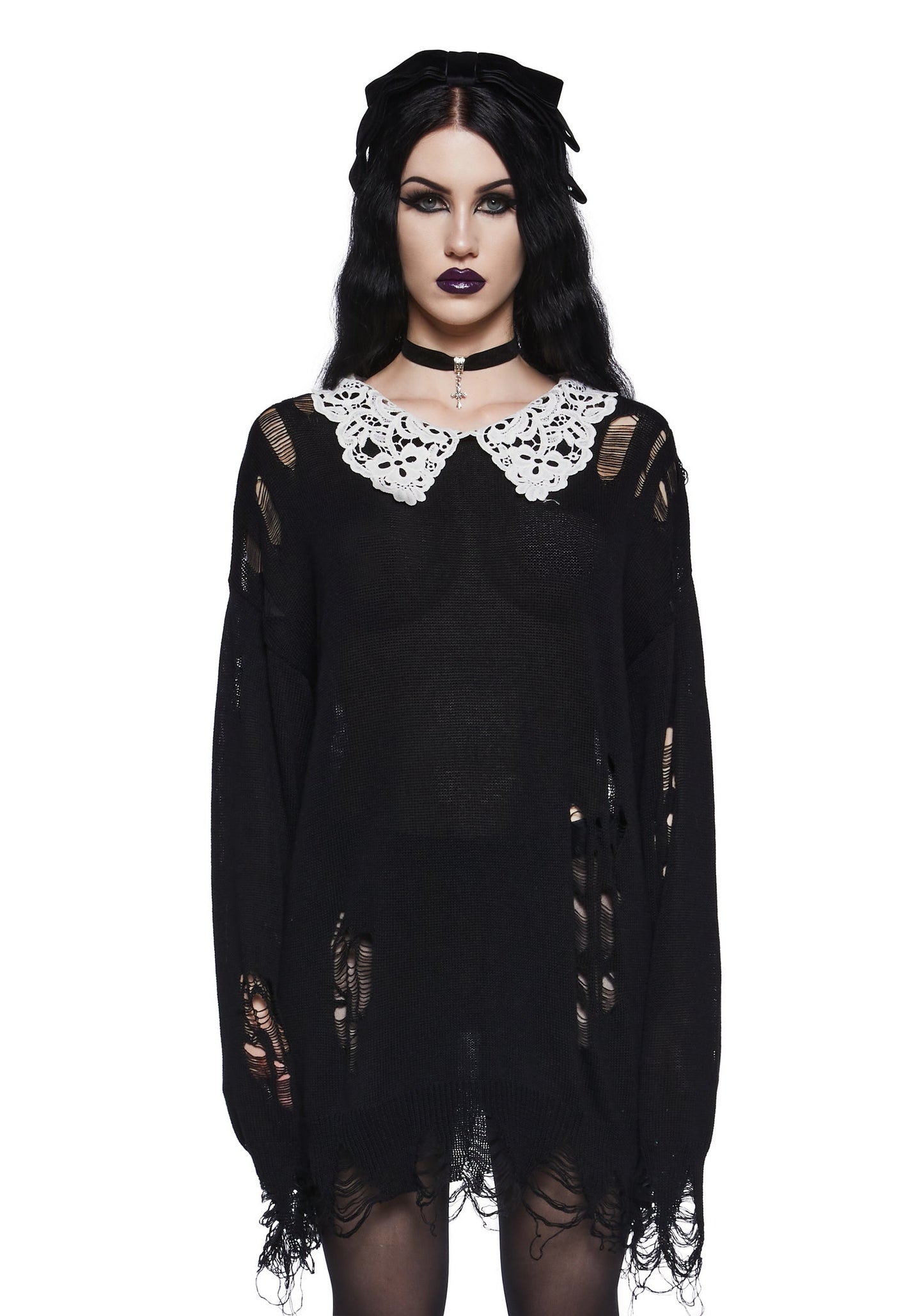 Hexed Vices Distressed Sweater- Size XS