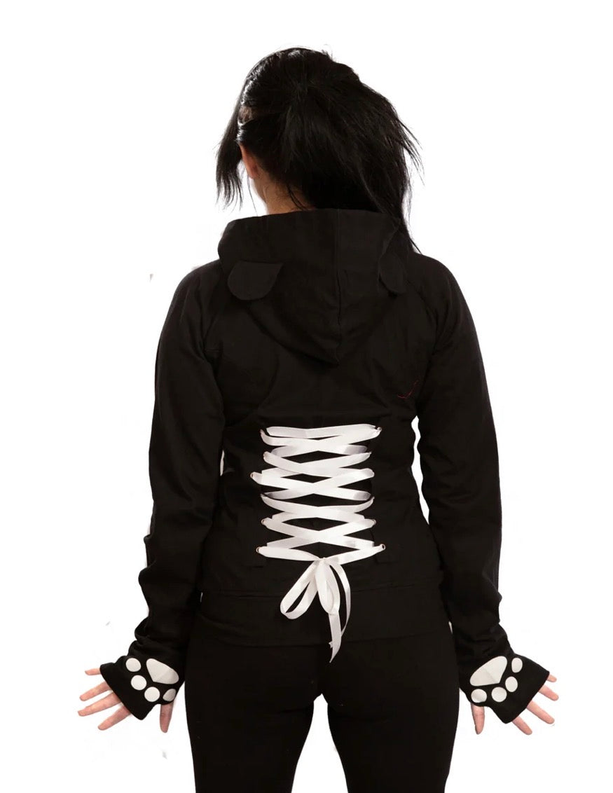 Killer Panda Raw Striped Zip Up Hoodie