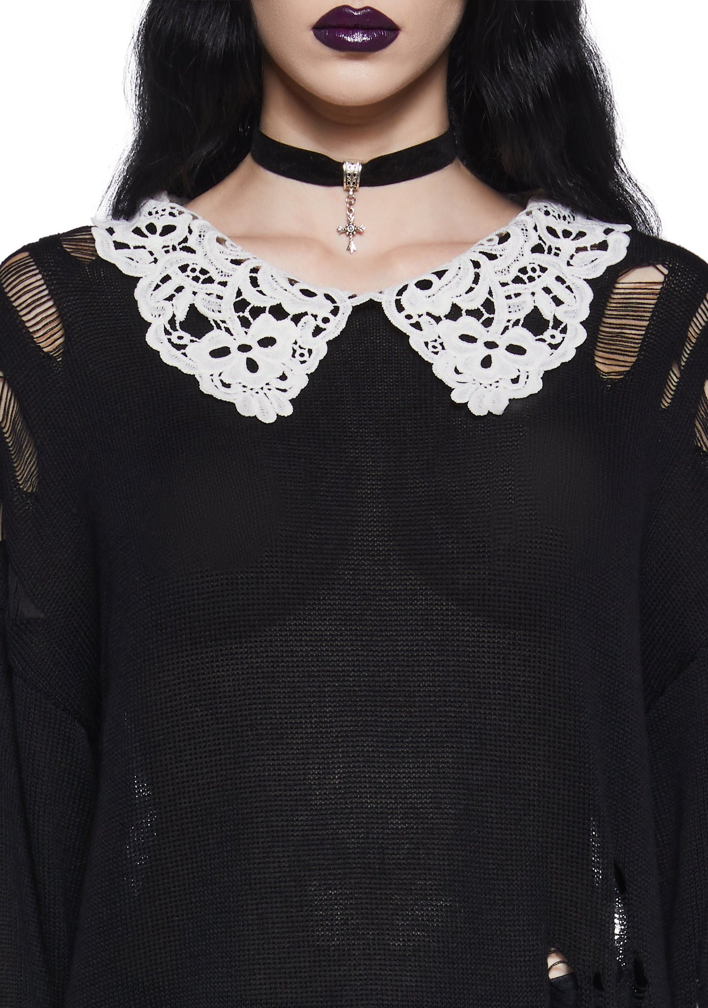 Hexed Vices Distressed Sweater- Size XS