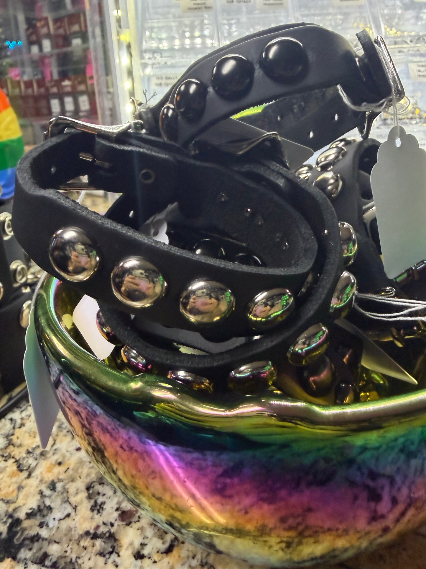 REAL LEATHER DOME STUDDED BUCKLE BRACELET