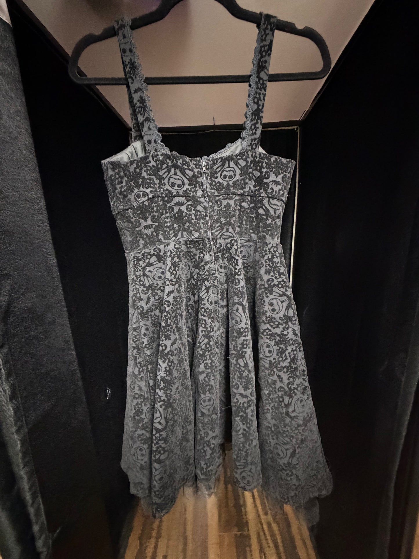Tim Burton's Nightmare Before Christmas Flocked Goth Dress- Size Small