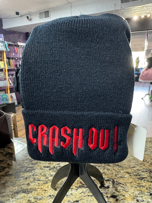 EXCLUSIVE- Xerogangg- Crash Out Beanie- (Black w/ Red Writing)