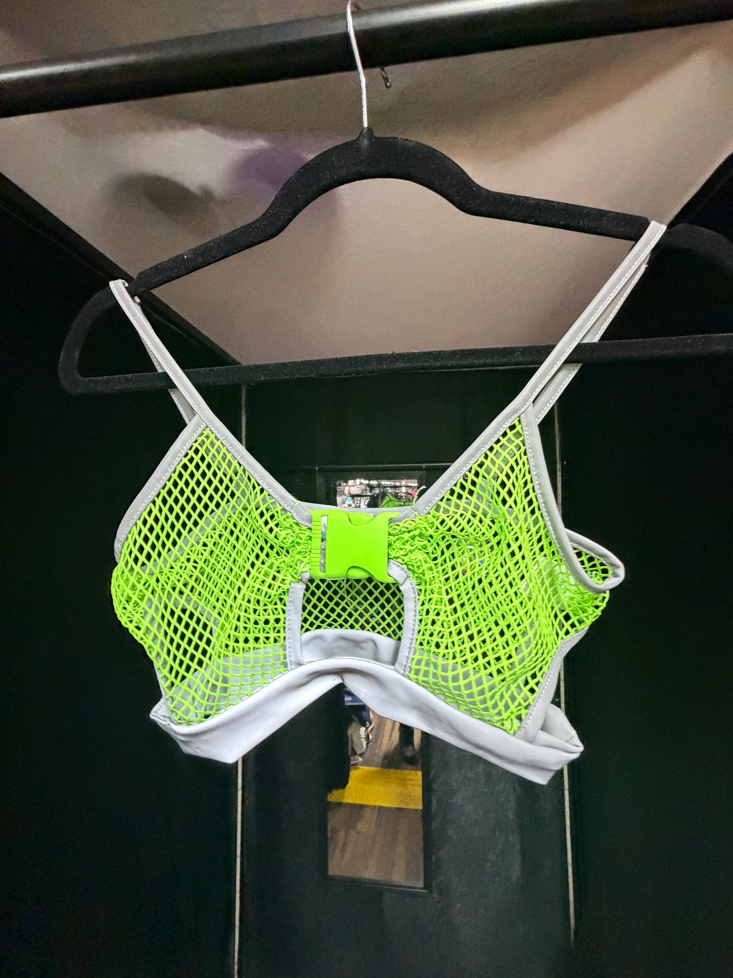 IHeartRaves- Neon Green Fishnet Top- Size S