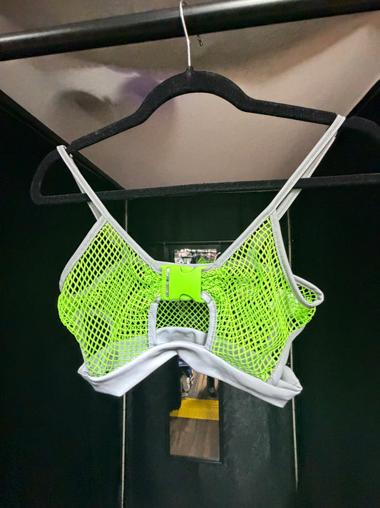 IHeartRaves- Neon Green Fishnet Top- Size S