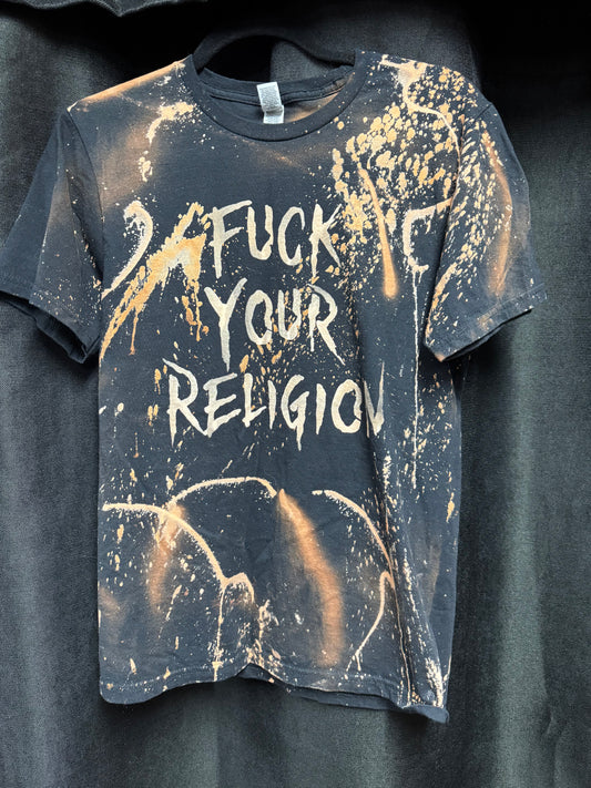 Fuck Your Religion Bleached Shirt- Size Small