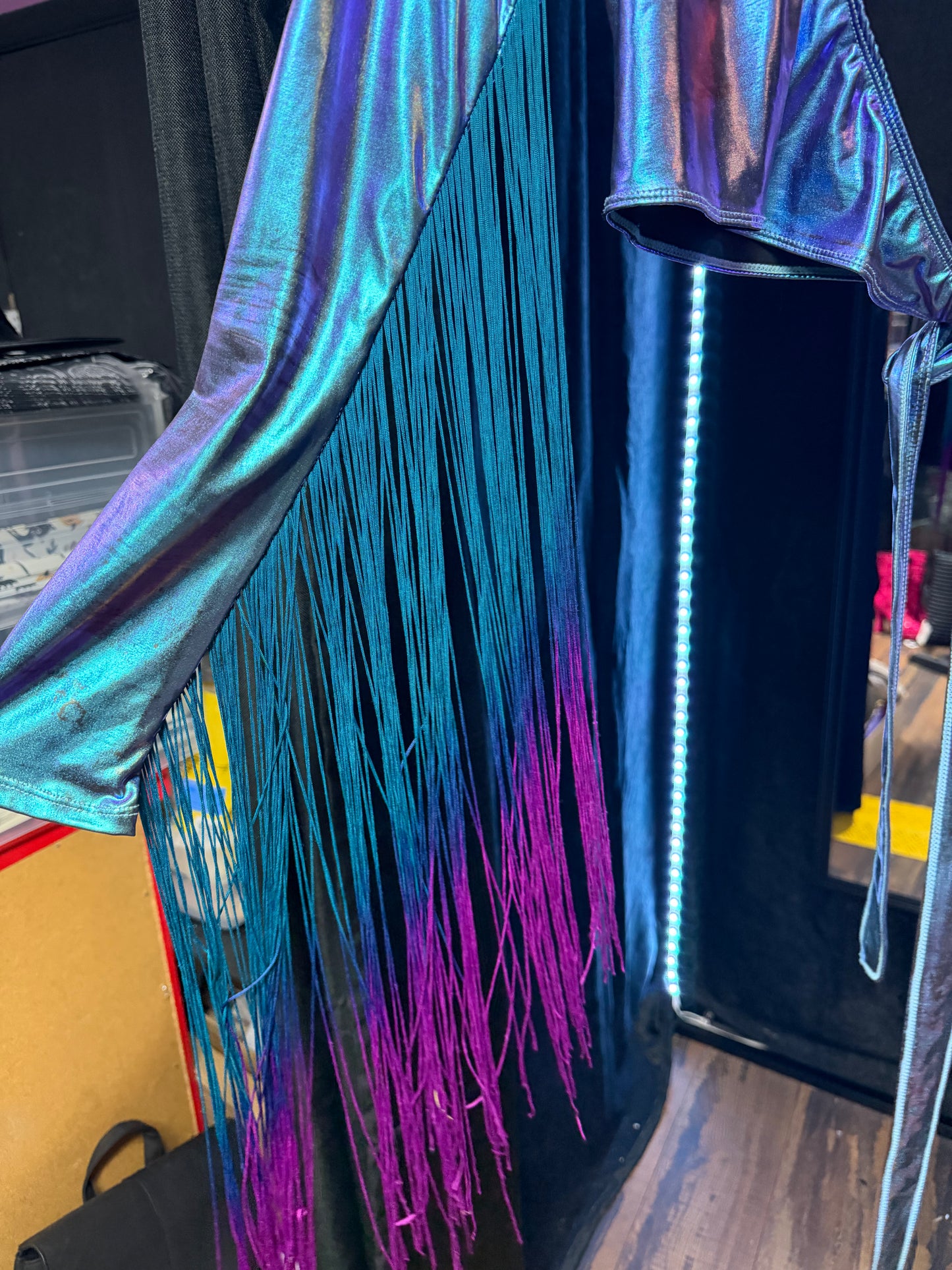 CLUBEXX- Holographic Fringe Wrap Top- Small