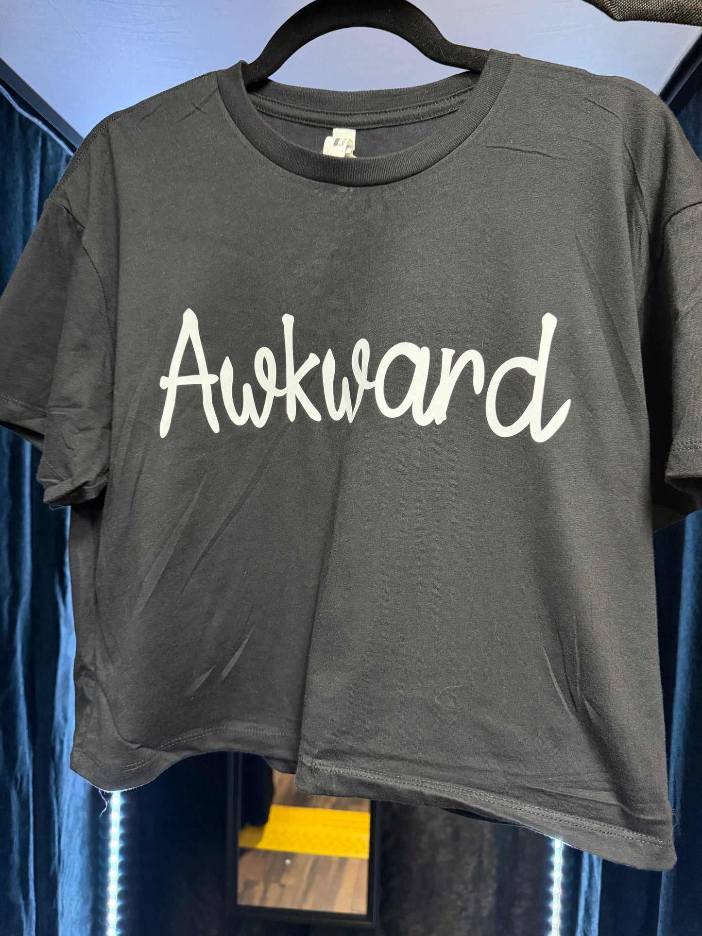 AWKWARD Crop Top- Black- Size L