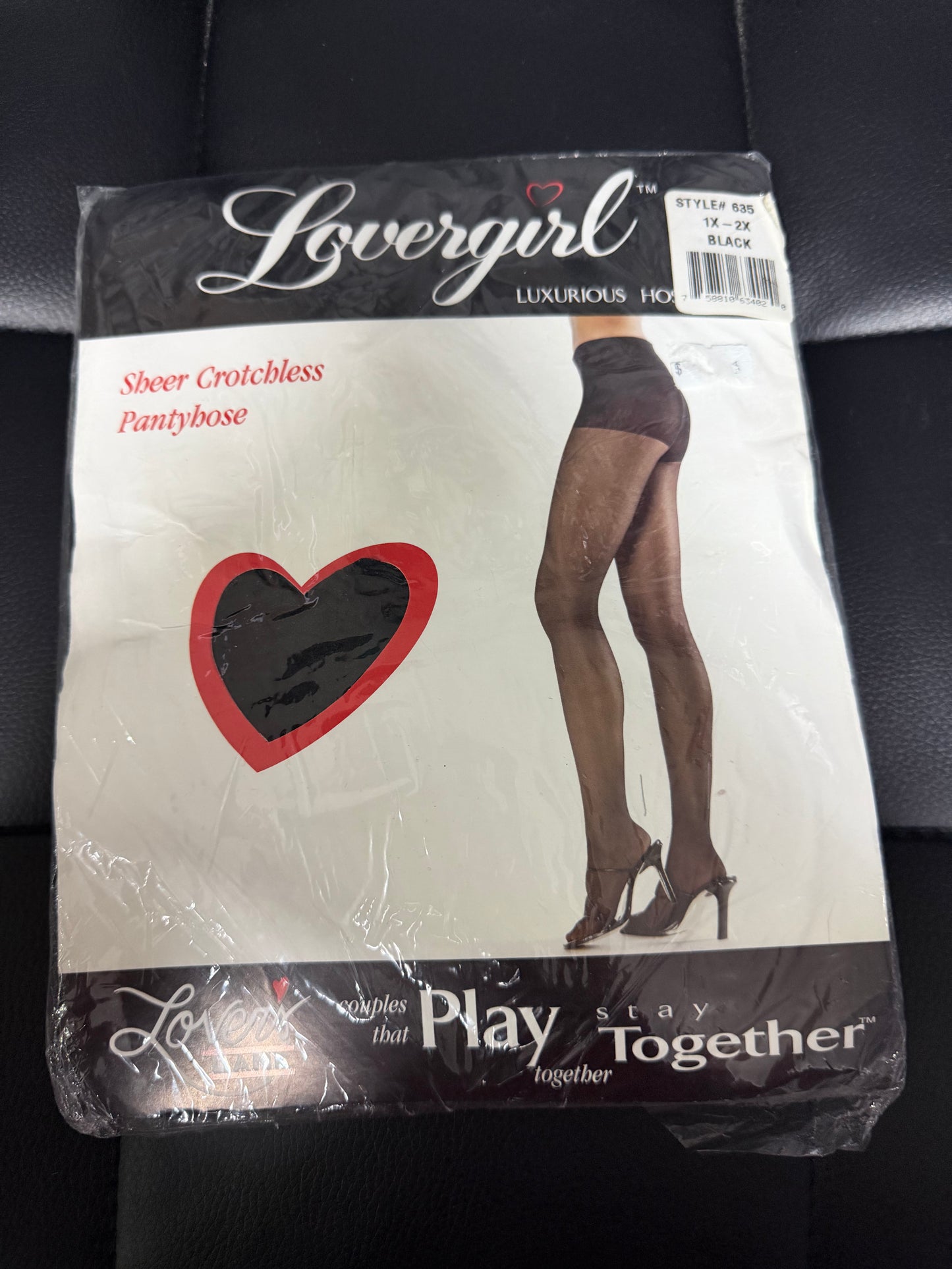 Lovergirl - Sheer Crotchless Pantyhose- Black
