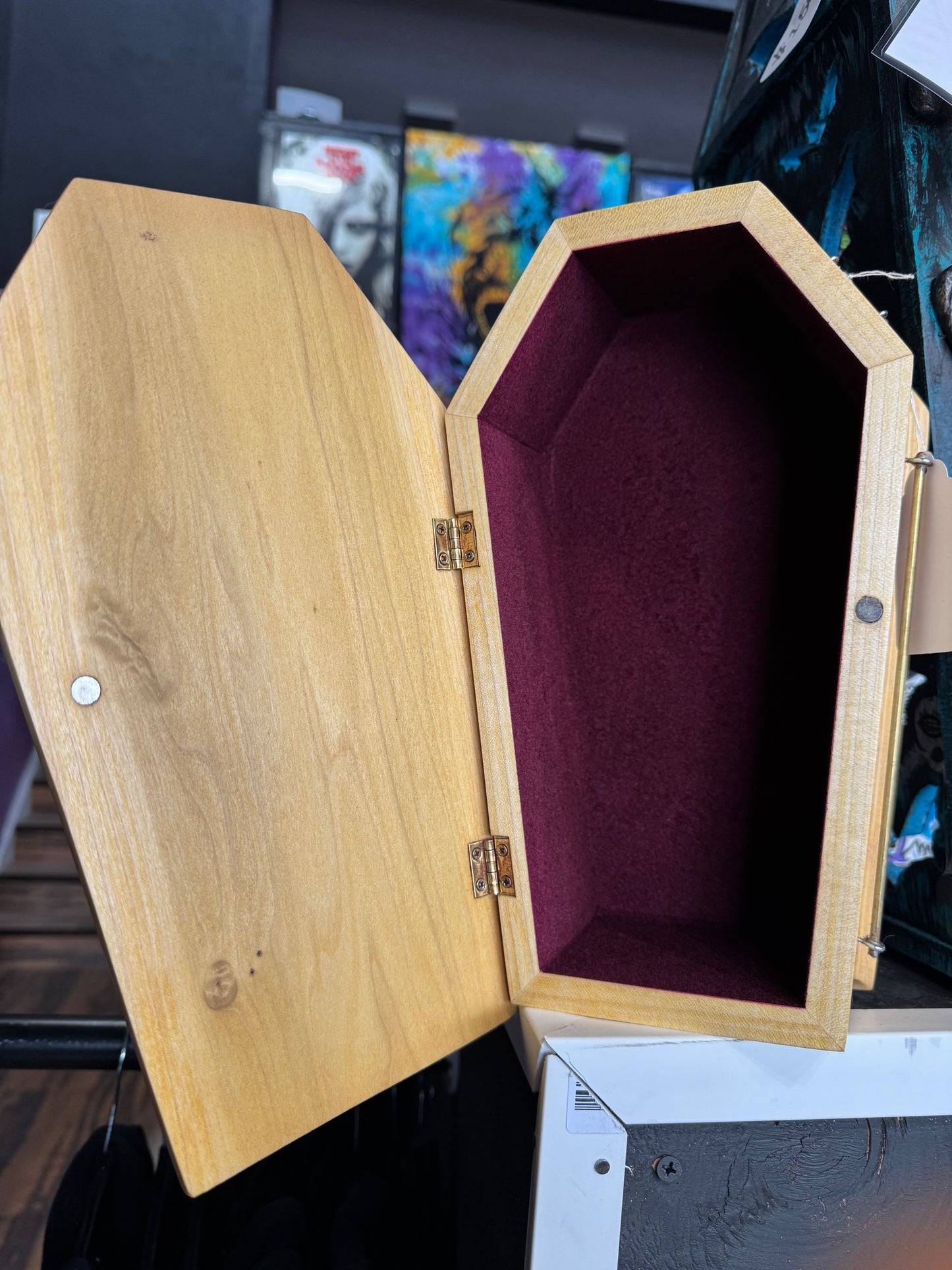 Handmade Real Wood Coffin Box- 11.5" x 7" x 4"