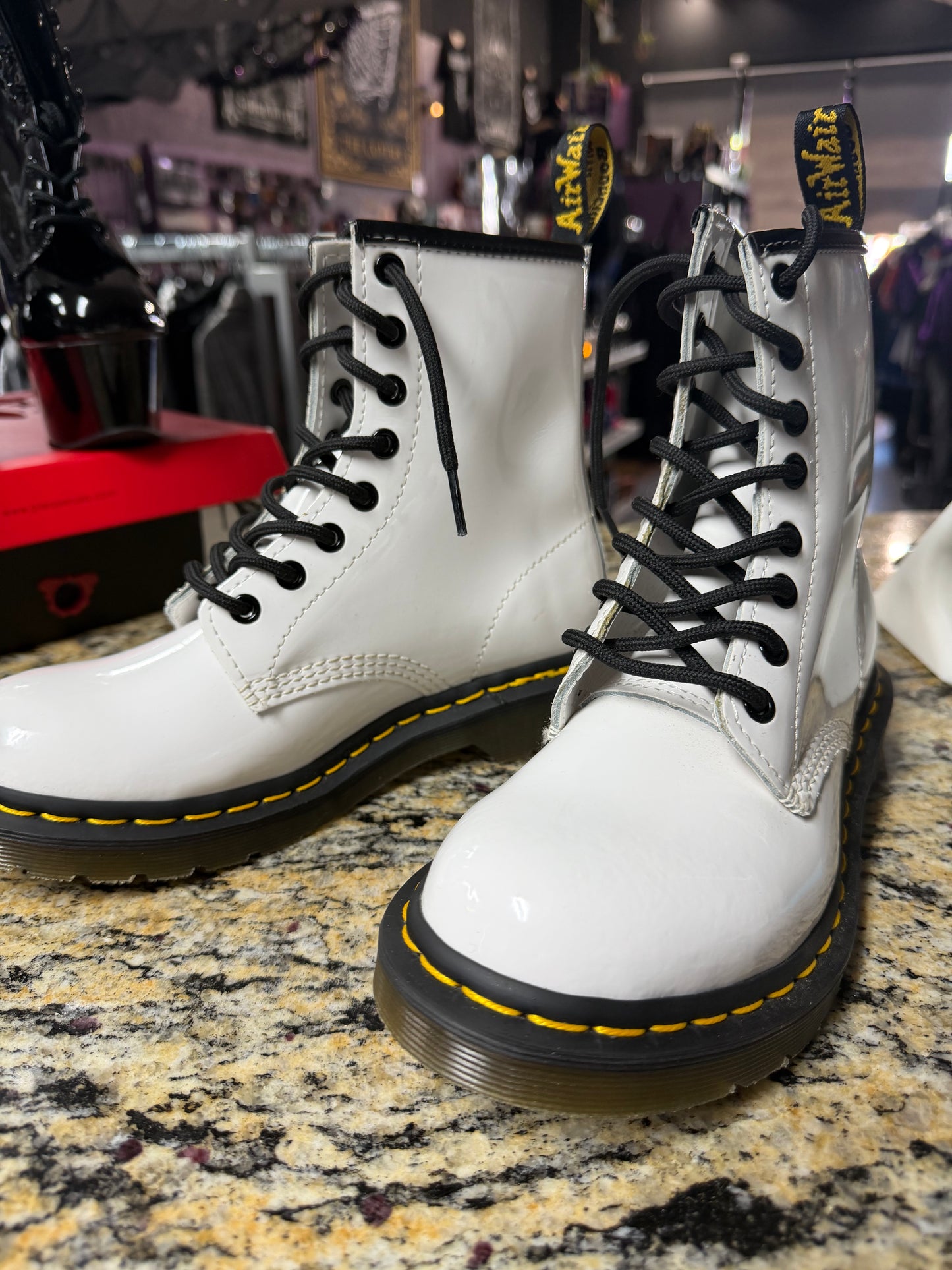 Dr Martin -Iconic 1406-Glossy Patent White- Size 7