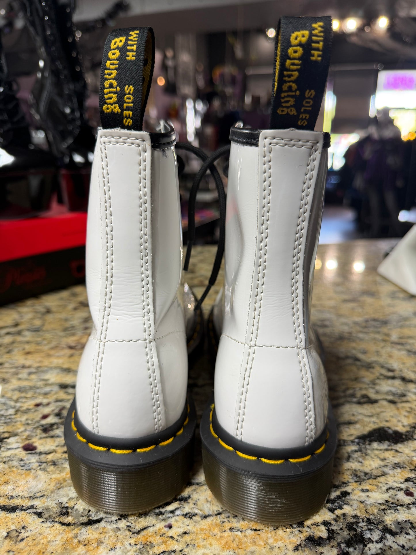 Dr Martin -Iconic 1406-Glossy Patent White- Size 7