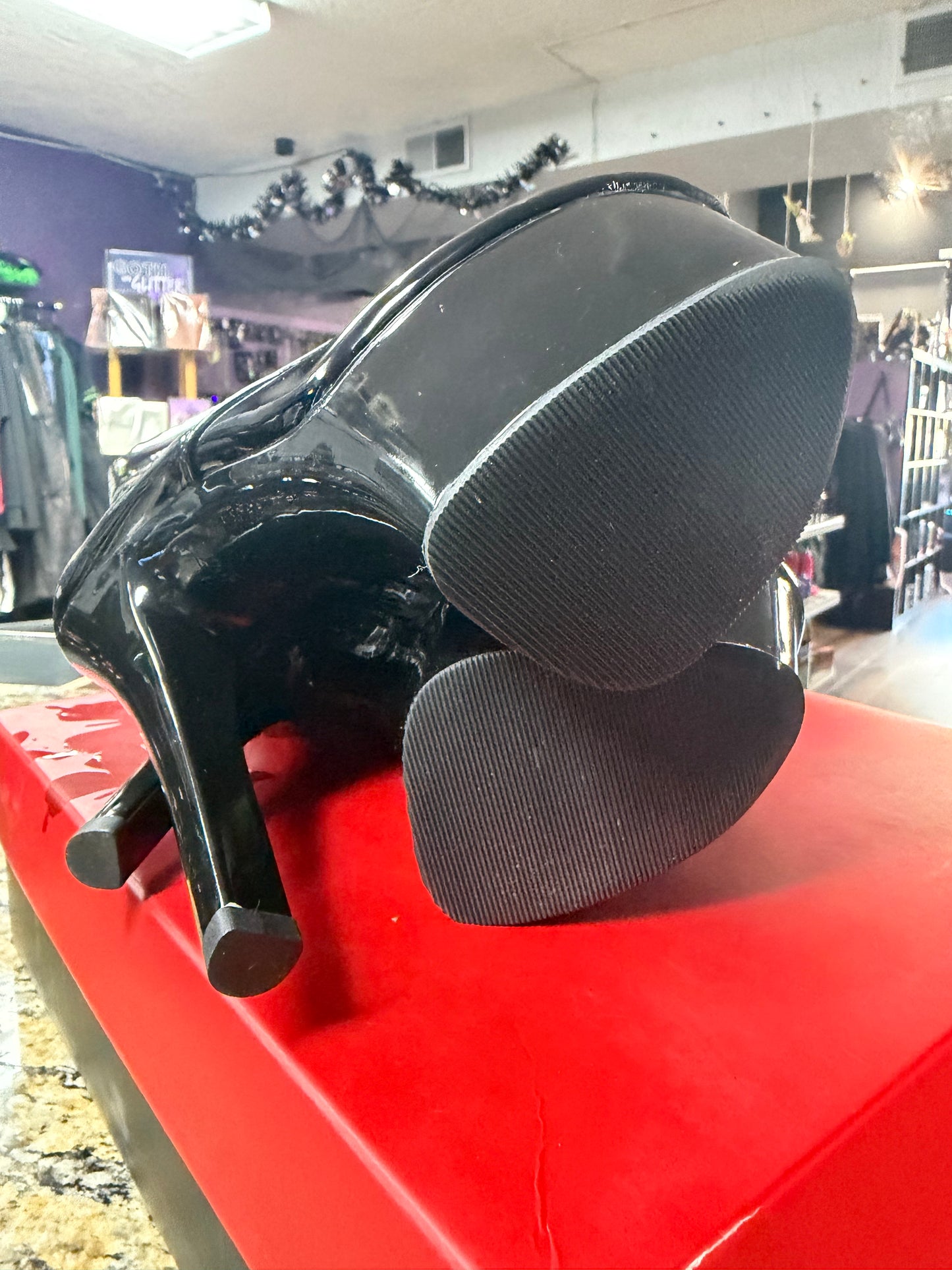 Pleaser-Black Patent -1020 Stiletto Boots- Size 6