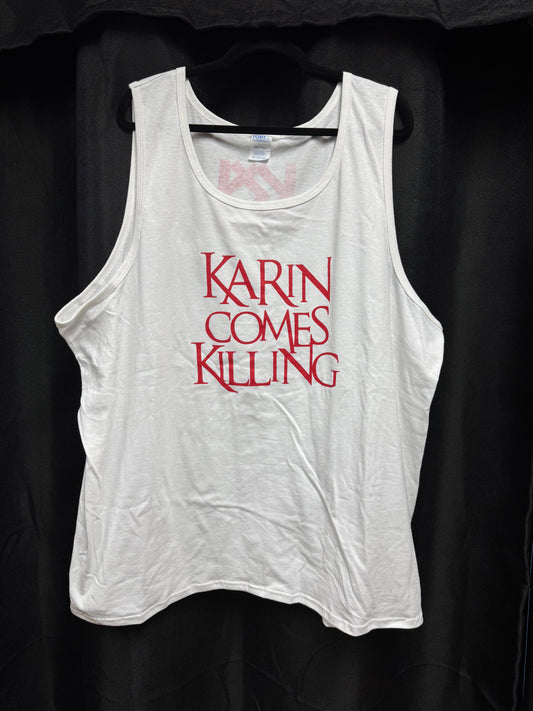 Karin Comes Killing Mens White/Red Tank Top