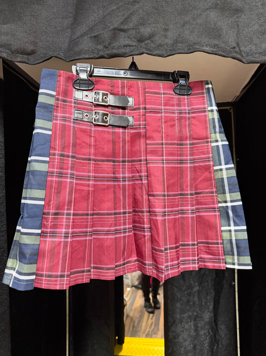 Chaos Academia Split Tartan Mini Skirt-Size M (7-9)
