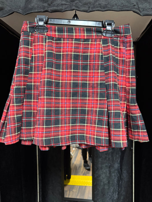 Hello Kitty Punk Tartan Pleated Mini Skirt- Size Large