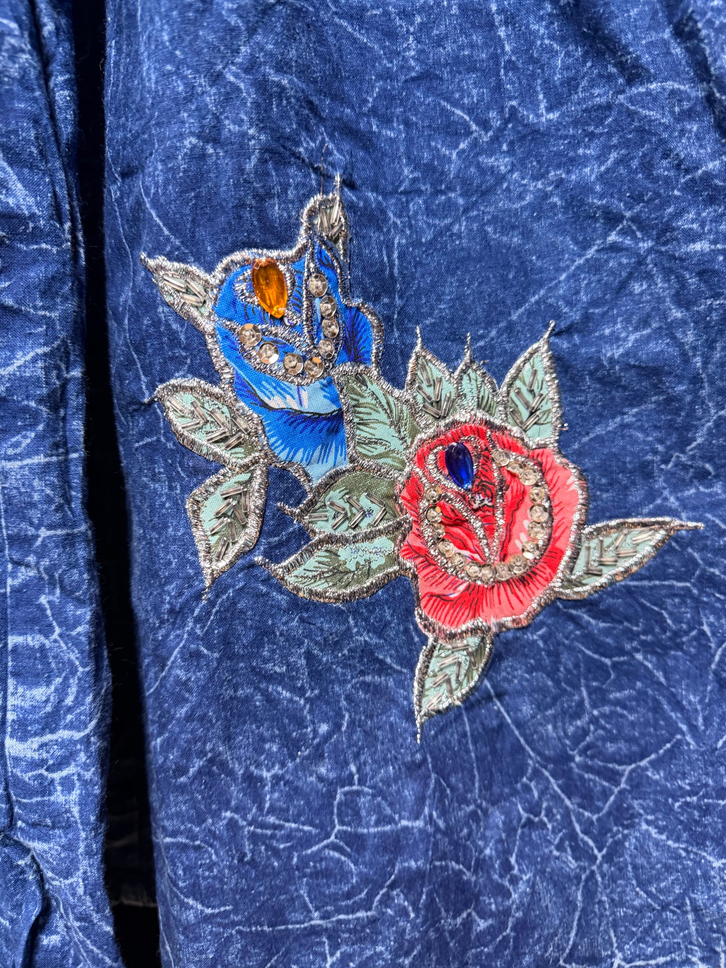 Midnight Garden Embroidered Wide-Leg Pants- Size Small