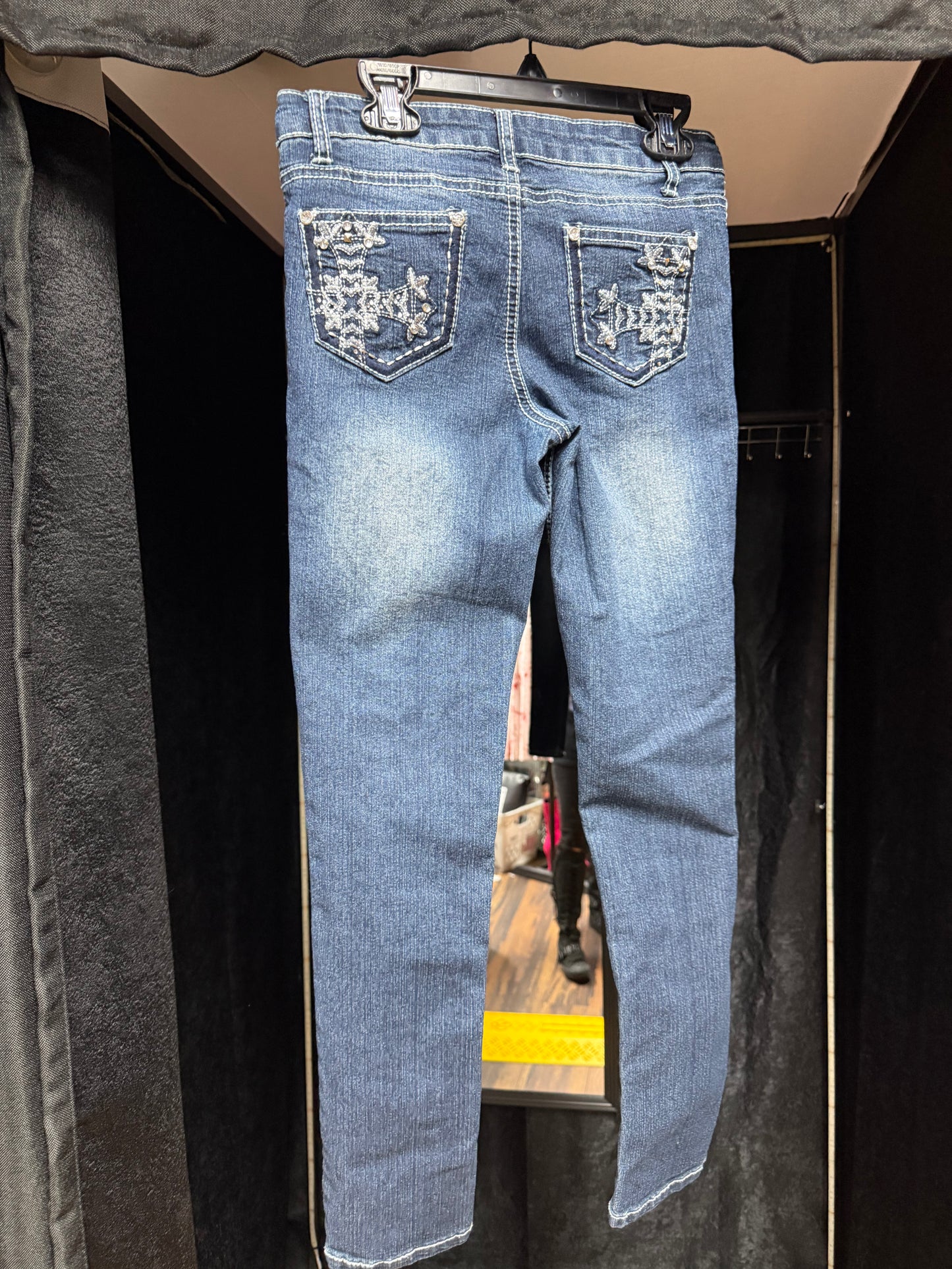Y2K Cross Embellished Skinny Jeans- Size 12 (Youth)