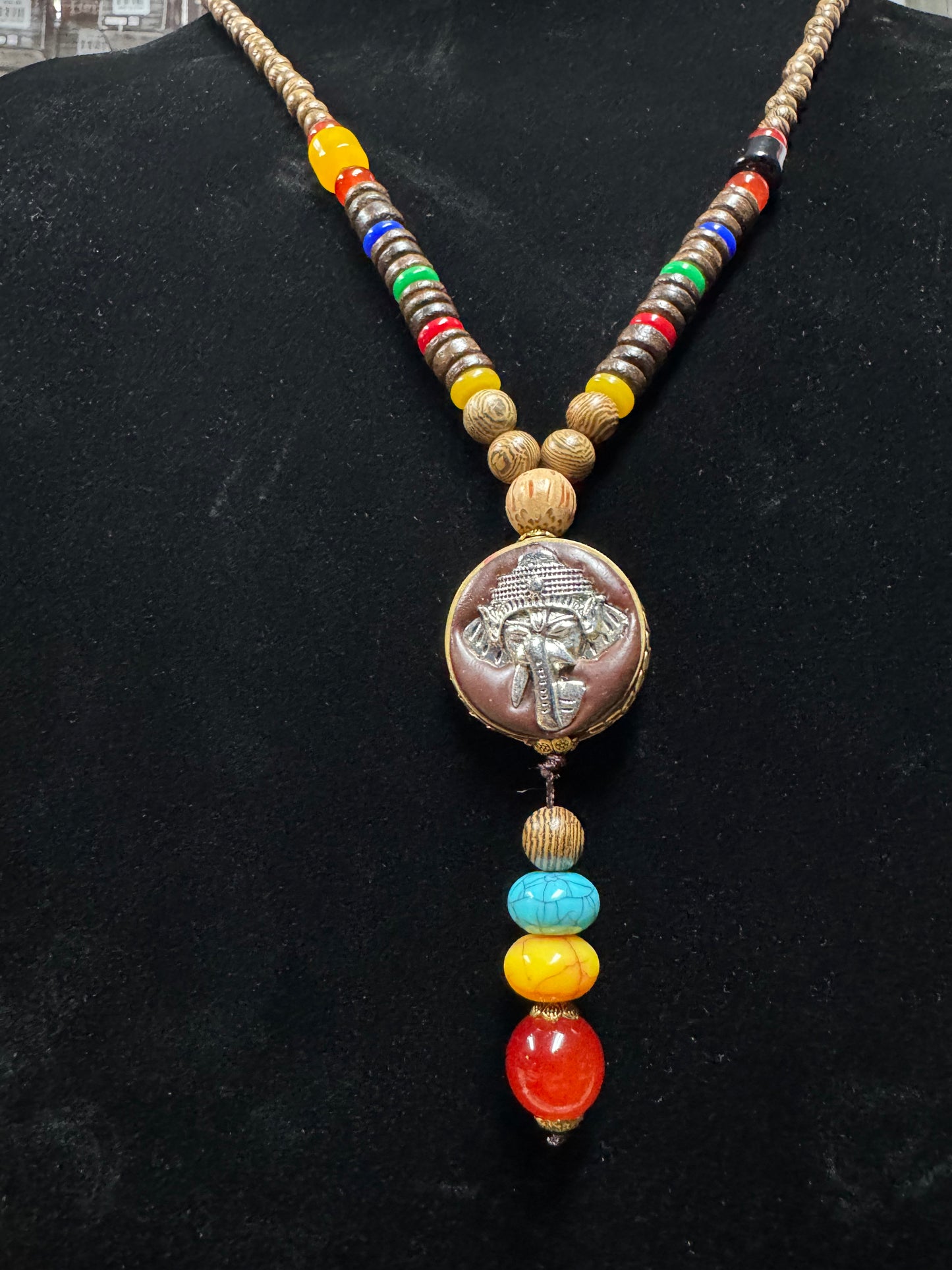 Art Deco Style Long Necklace- Unique Elephant Piece