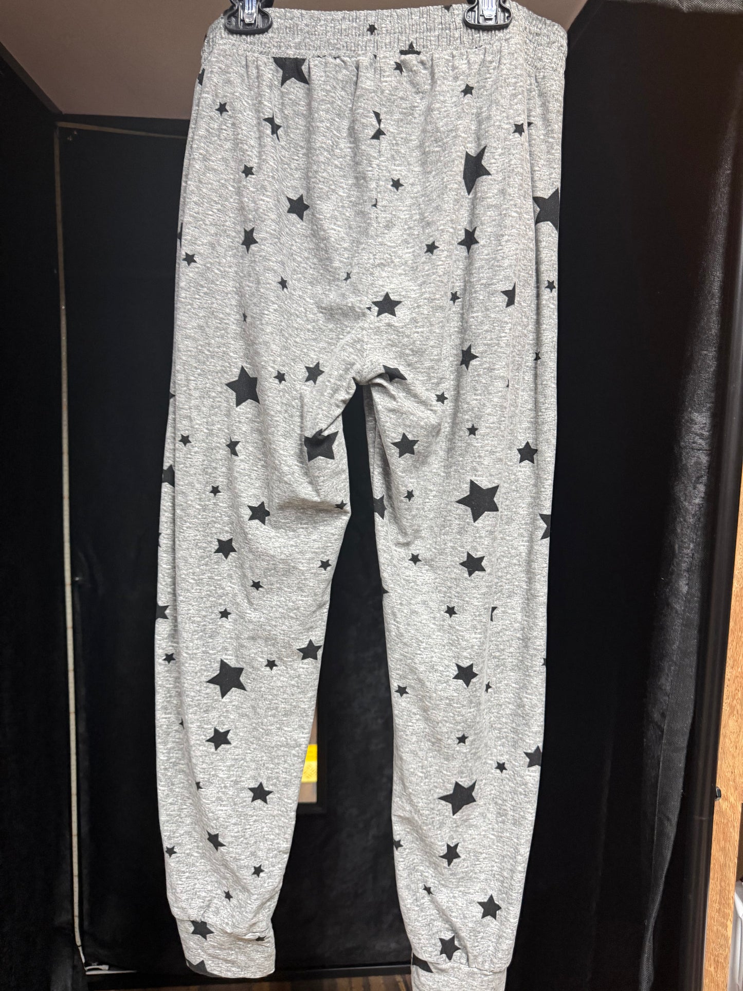 Black Star Print Joggers – Soft Goth Lounge Pants w/ Zip Pockets- Size Large